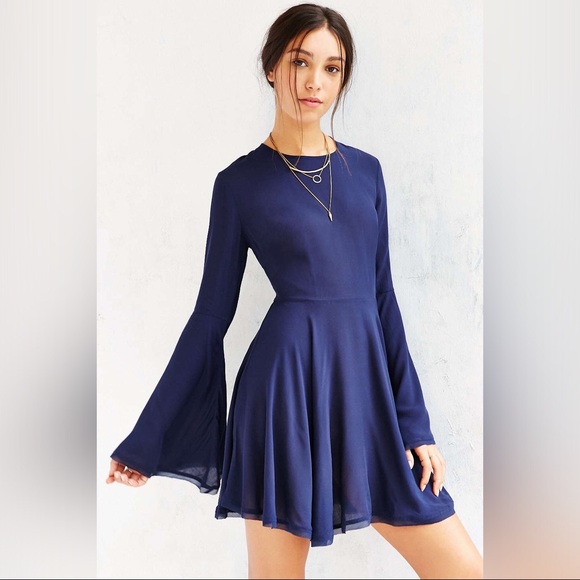 Urban Outfitters Dresses & Skirts - UO Ecoté Navy Dress with Bell Sleeve